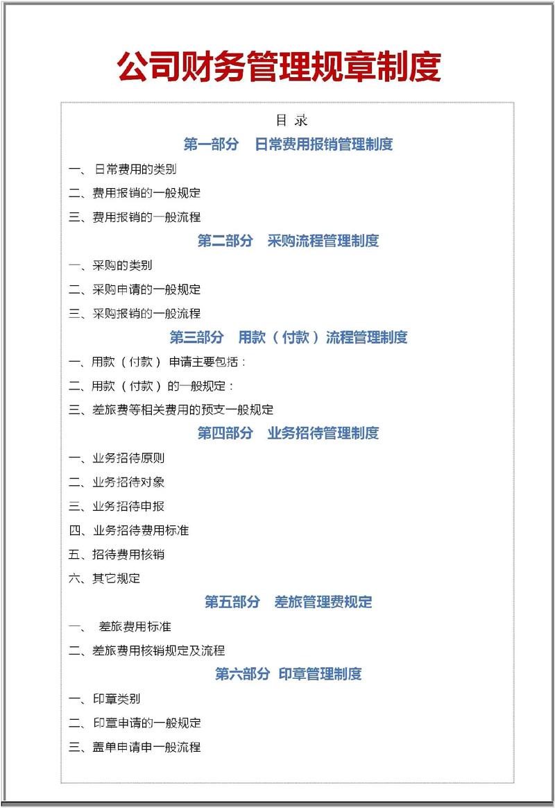 公司财务管理规章制度 构建稳健财务体系的基石